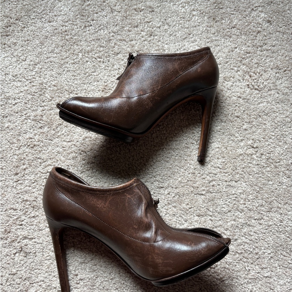 Yves Saint Laurent Dark Brown Heeled Boots